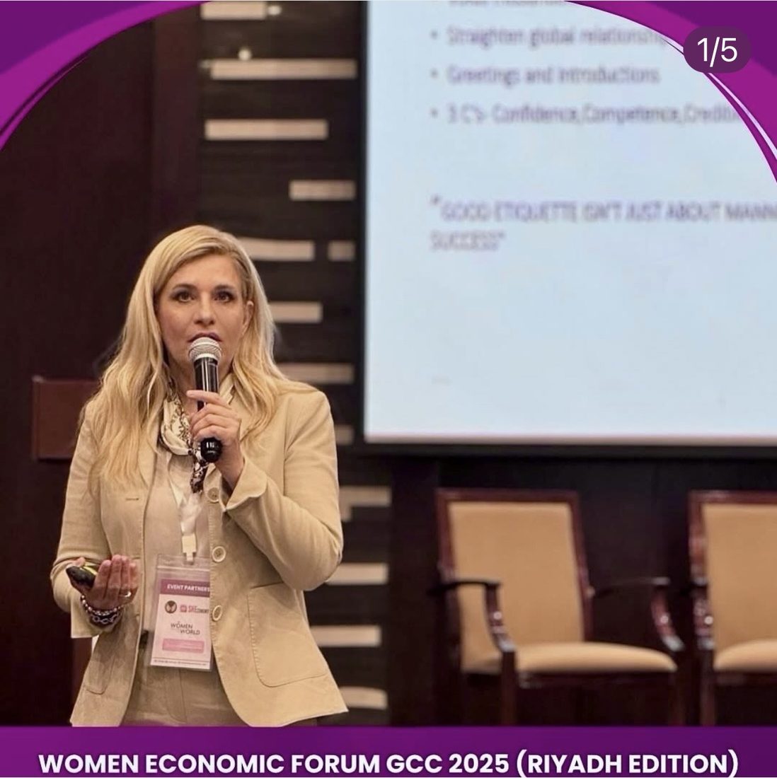 Snezana Nina Shamtani speaking at the Women Economic Forum GCC 2025, Riyadh